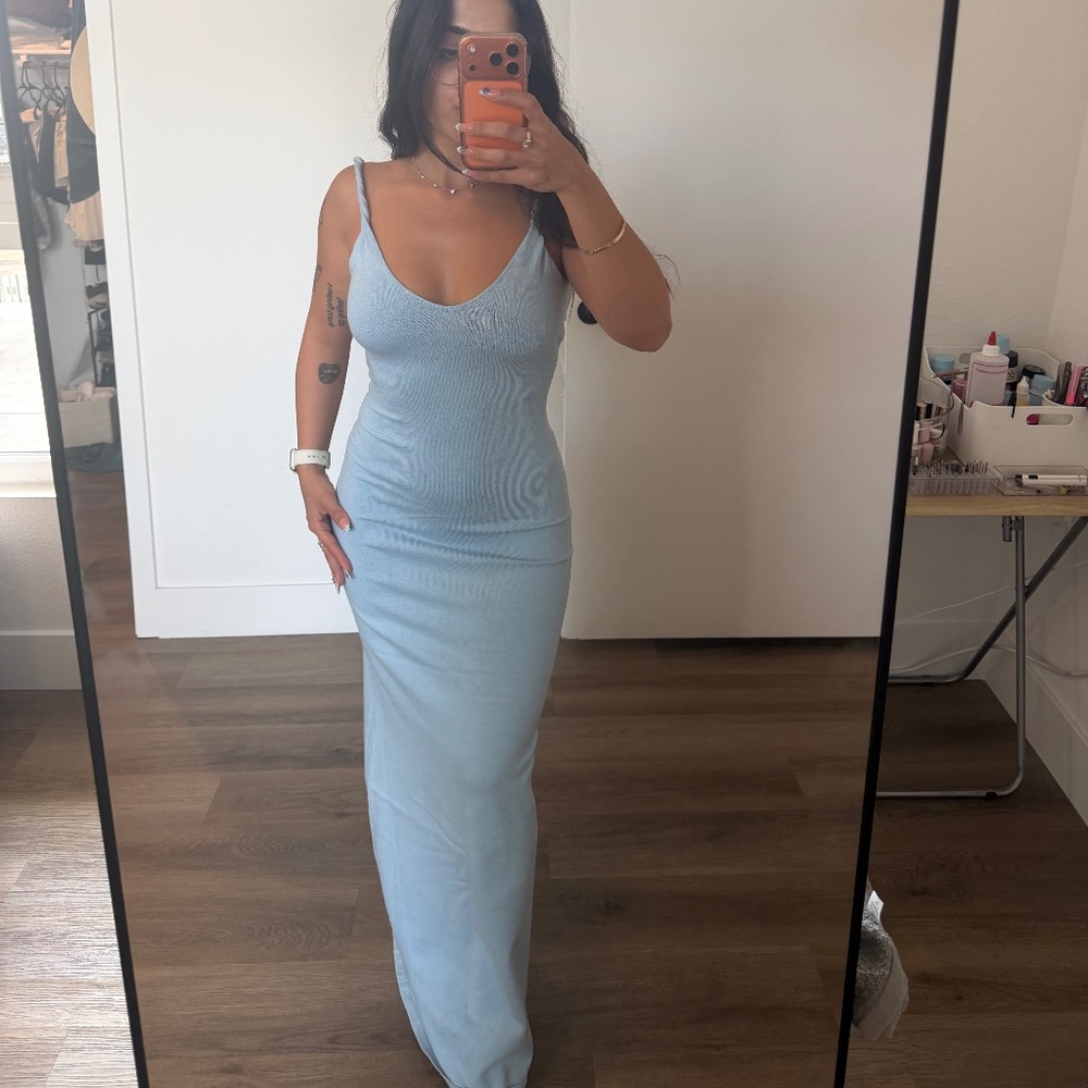 Peppermayo Blue Knit Bodycon Maxi Dress XS/S